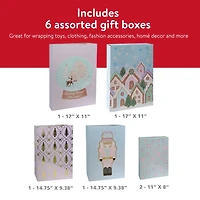 Boîtes-cadeaux Holiday Time pliantes imprimées en carton, 3 tailles assorties, 6 boîtes, Arbres Arcs