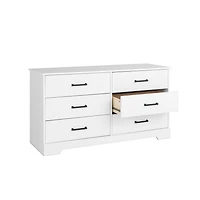 Prepac Rustic Ridge White 6-Drawer Dresser, 18.25"D x 53.25"W x 28.5"H