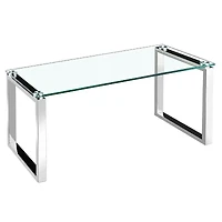 Grande table basse Gyna – Plateau en verre élégant avec pieds chromés brillants, design moderne