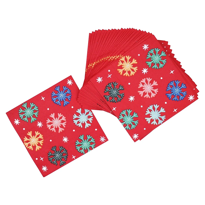 Serviettes de table en papier multicolores effet métallisé de Noël – Tinsel Town, 33 x 33 cm, 24 pièces, Holiday Time