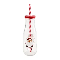 GLASS BOTTLE -SANTA+ REINDEER
