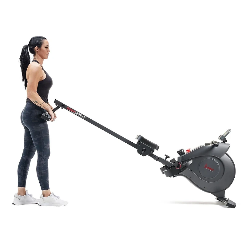 Rameur magnétique intelligent Sunny Health & Fitness avec rail coulissant étendu avec application exclusive SunnyFit® Connectivité Bluetooth améliorée – SF-RW522016