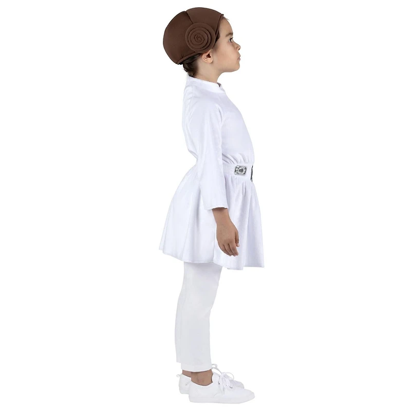 STAR WARS Costume de Princesse Leia pour Enfant - Robe et Ceinture en Tissu avec Coiffe en Tissu