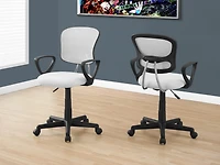 Monarch Specialties Chaise De Bureau, Hauteur Ajustable, Pivotant, Ergonomique, Appuis-bras, Bureau, Travail, Juvénile, Métal, Engrener, Blanc, Noir, Contemporain, Moderne
