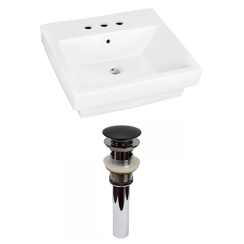 American Imaginations AI-31526 20,5 pouces W Vaisseau blanc semi-encastré pour 3H4-in. Centre de forage