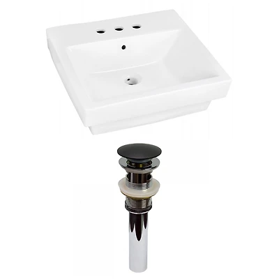 American Imaginations AI-31526 20,5 pouces W Vaisseau blanc semi-encastré pour 3H4-in. Centre de forage