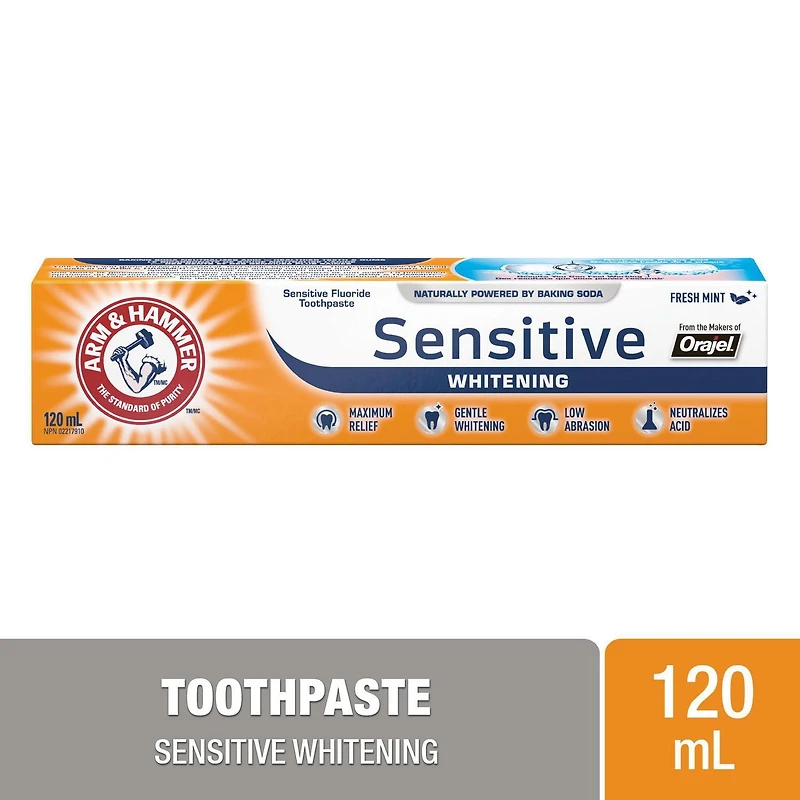 Arm & Hammer Sensitive Whitening Toothpaste, 120mL, 120mL