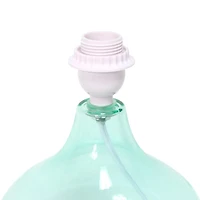 Simple Designs Glass Raindrop Table Lamp with Fabric Shade, Aqua with White Shade