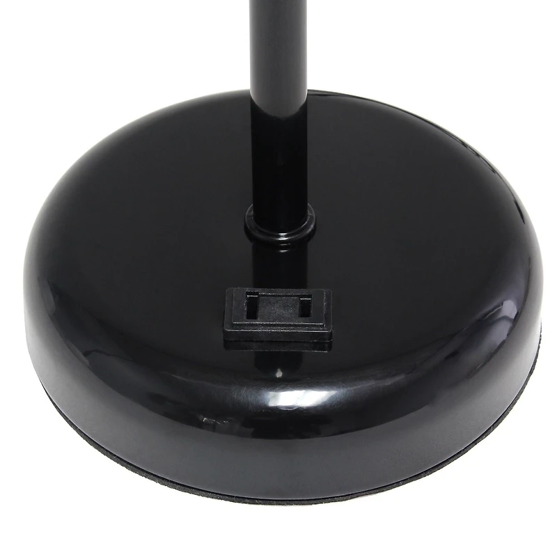 LimeLights Black Stick Lamp with Charging Outlet and Fabric Shade, White