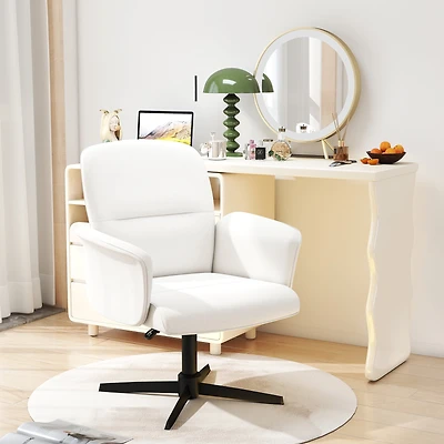 Fauteuil pivotant Homy Casa réglable en hauteur et siège rembourré, tissu chenille beige