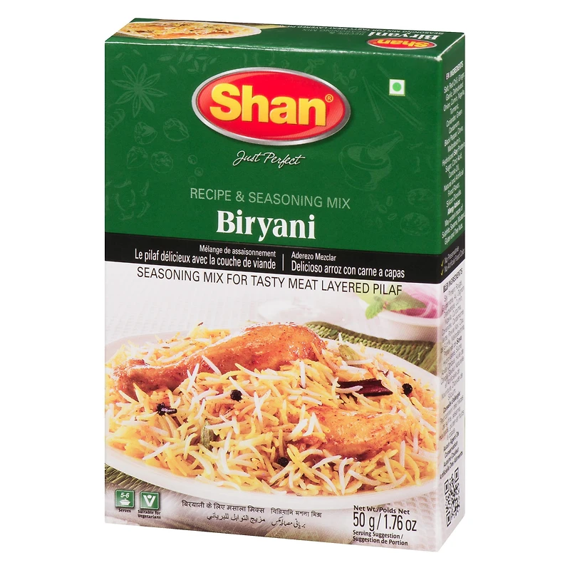 Shan Biryani Masala Seasoning Mix (50g) - Authentic Indian Spice Mix for Flavorful Biryani - Perfect for Spicy Chicken, Meat & Rice Pilaf | Turmeric, Garlic & Cumin Blend, 50 g