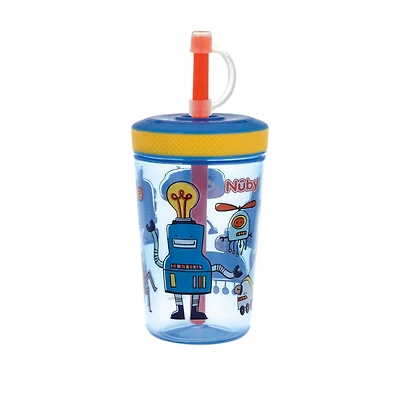 Nûby™ Thirsty Kids™ No-Spill™ Toddler Plastic Super Sipper Sip-it  - Robots, Pack of 1, 14 oz/420 mL