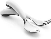 OXO Tot - Fork & Spoon Set - Baby Feeding Stainless Steel Sized for Little Mouths from 12 Months and Up - Gray