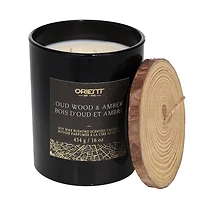 Orient 16OZ OUD WOOD & AMBER Soy Wax Blended Scented Candle, 2 mèche de coton · 16oz<br>· 454g<br>· 1 paquet