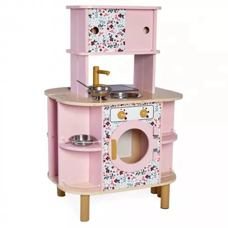 Janod Twist Cuisine - Cuisine en Bois Extensible Double Face avec 8 Accessoires - 86 cm de Hauteur - Jeu de Simulation - Pour les Enfants de 3 à 6 Ans