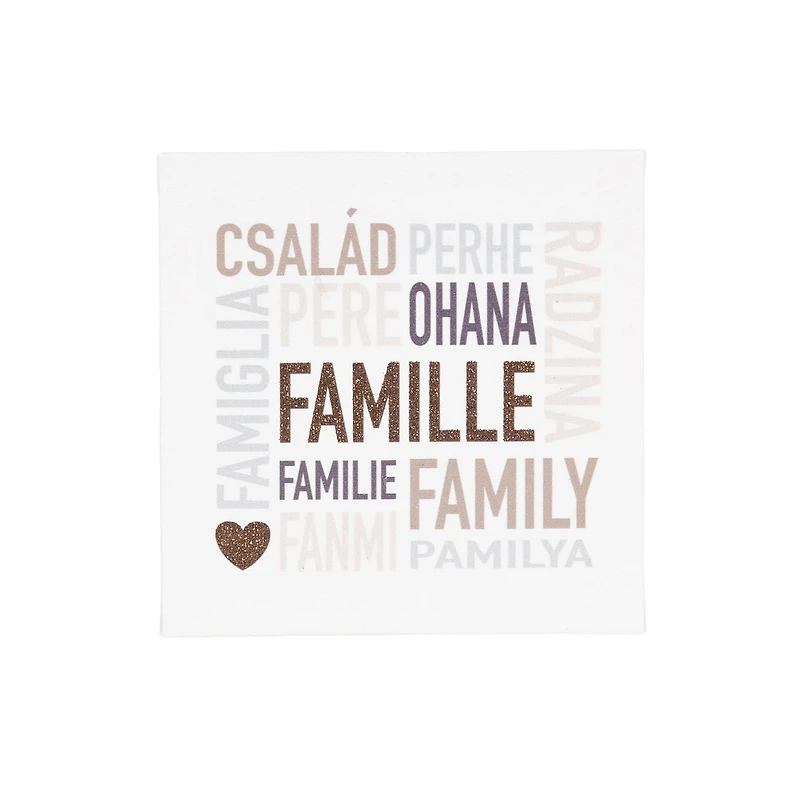 Toile embellie famille 15,2 cm L x 15,2 cm H