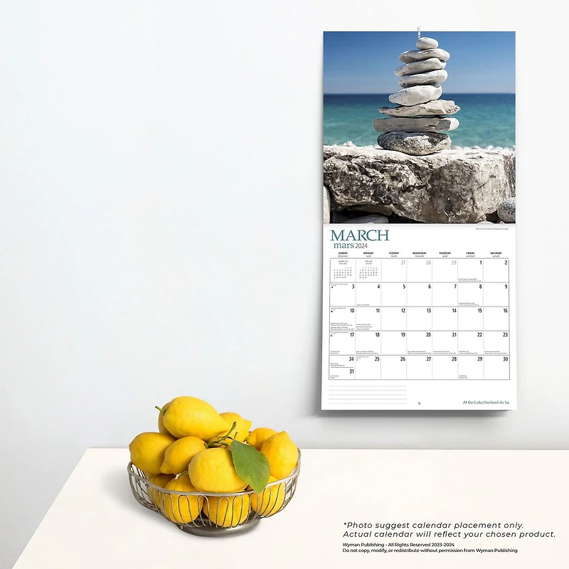 Wyman Publishing At the Lake Au bord du lac 2024 30.48x60.96 CM Mur Carré Calendrier, 9781525611483
