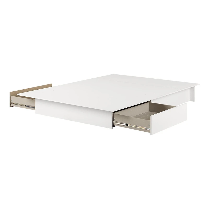 Meubles South Shore Fusion Lit plateforme 2 tiroirs Blanc