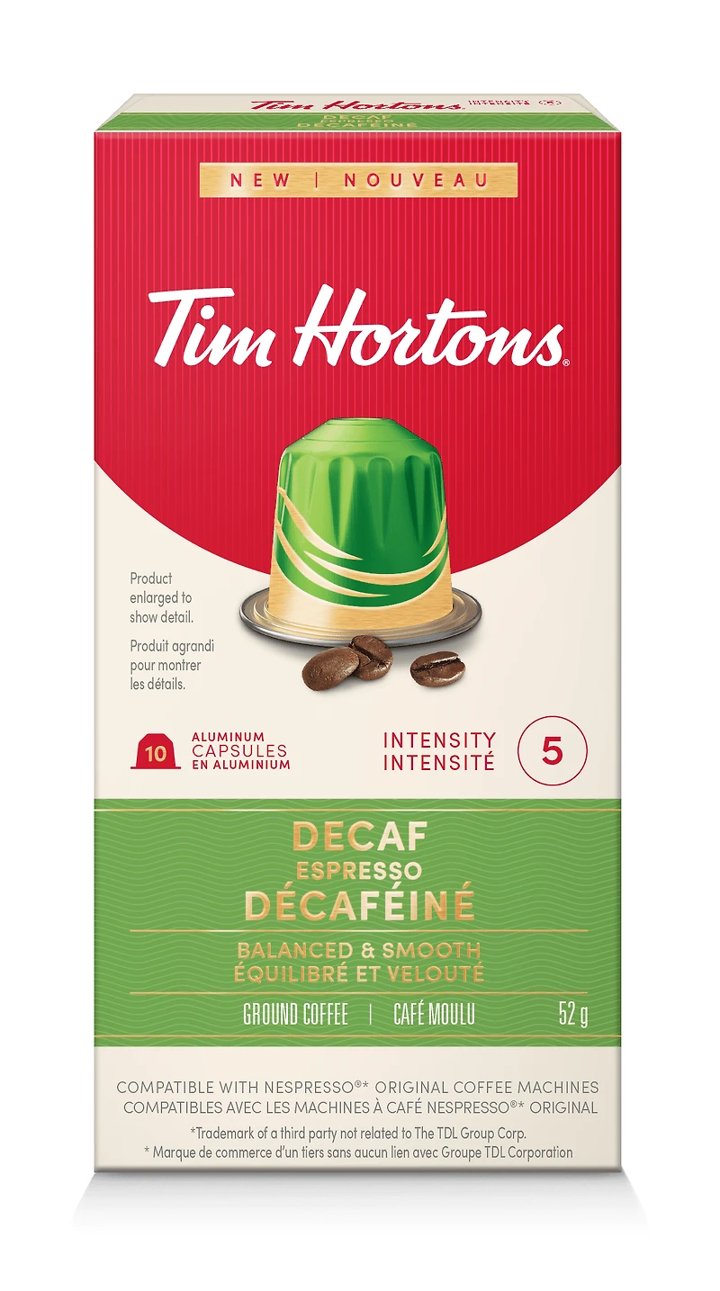 TIM HORTONS Capsules compatibles Nespresso - DECAF TIM HORTONS TH COMPN DÉCAF ESP