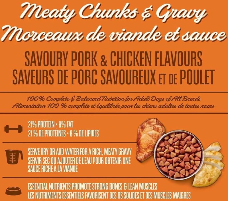 Ol'Roy Meaty Chunks and Gravy Savoury Pork & Chicken Flavours Dry Dog Food 8kg, 8 Kg