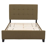 CorLiving Ellery Fabric Upholstered Adult Full Bed Frame with Slats and Tufted Headboard