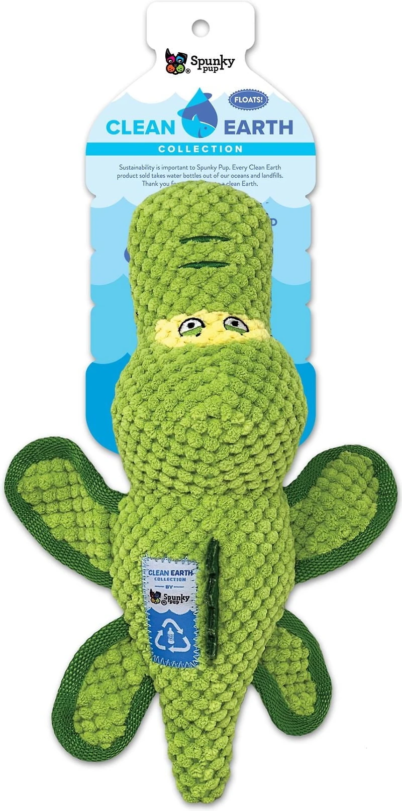 Clean Earth Plush - Textured Gator Dog Toy - 100% Sustainable