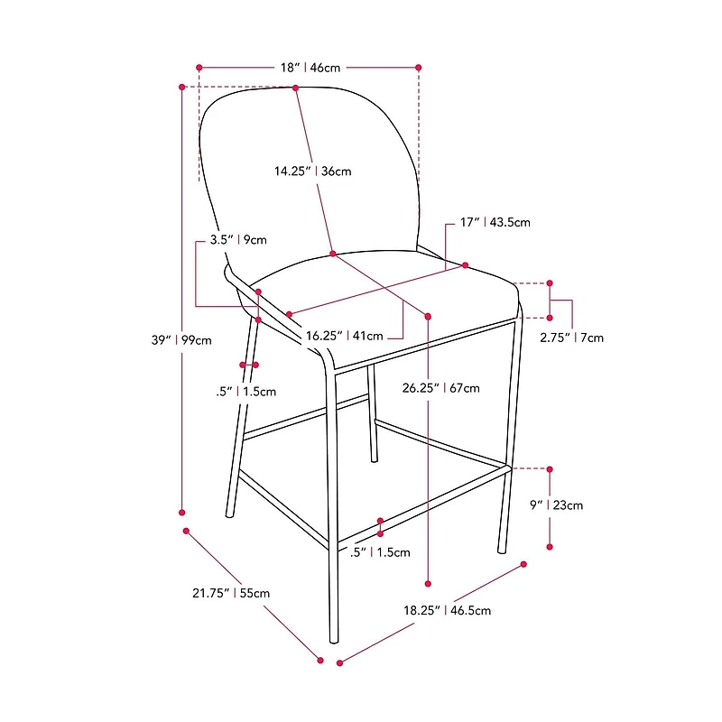 Tabouret de bar CorLiving Blakeley Modern Boucle en tissu rembourré avec pieds en métal – Vendu à l'unité