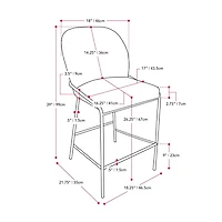 Tabouret de bar CorLiving Blakeley Modern Boucle en tissu rembourré avec pieds en métal – Vendu à l'unité
