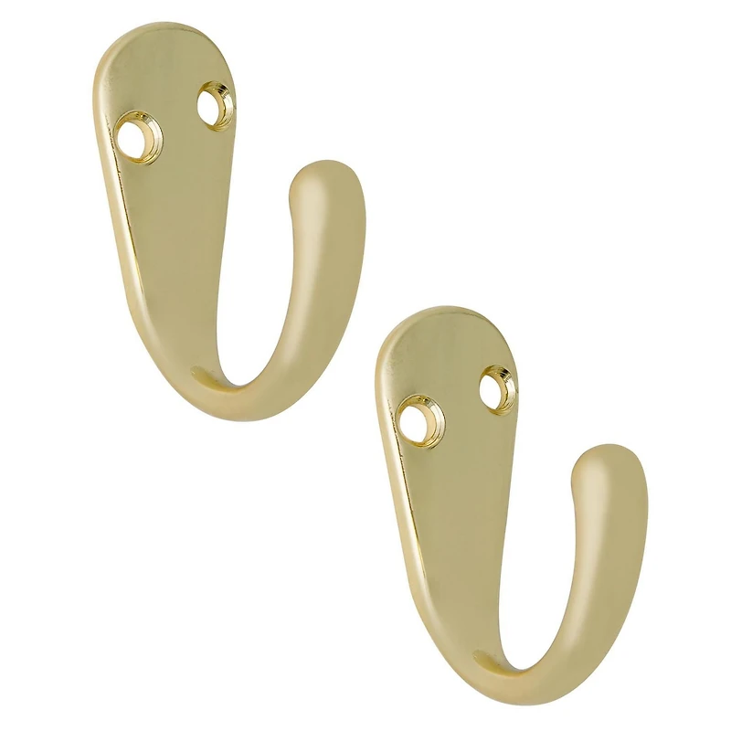 Era Single Hook 2-Pack Gold, 1.70 x 0.67 x 1.42 in