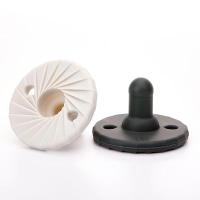 Doddle & Co - Baby, Infant - Tokyo Pop Silicone Pacifier - Stage 1 - Natural Shape - 2 Pack - Dove / Coal