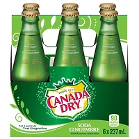 Canada Dry Ginger Ale 237 mL Glass Bottles, 6 Pack, 237 mL
