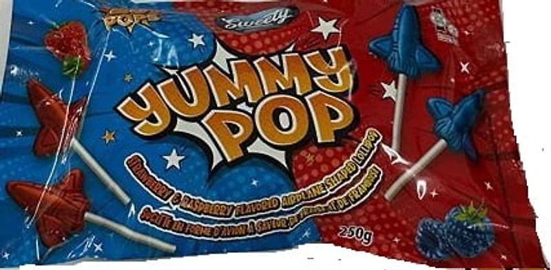 L- POP AIRPLN SHAPE, L- Pops -Airplanes Shaped Straberry & Raspberry 25pk