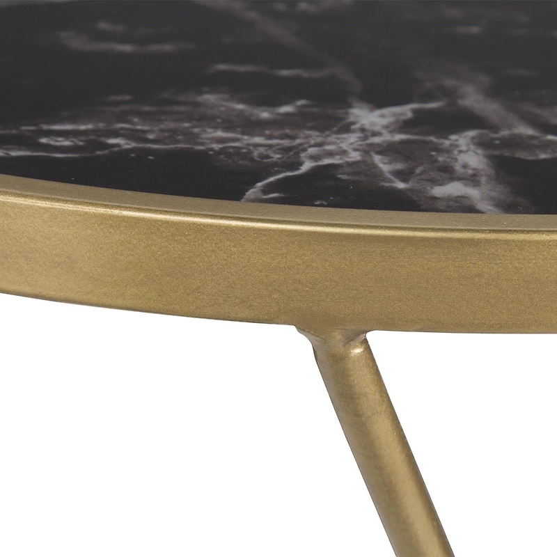 hometrends Marble Accent Side Table with Glass Top