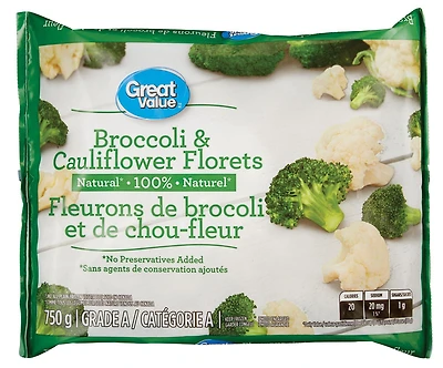 Fleurons de brocoli et de chou-fleur surgelés Great Value 750g