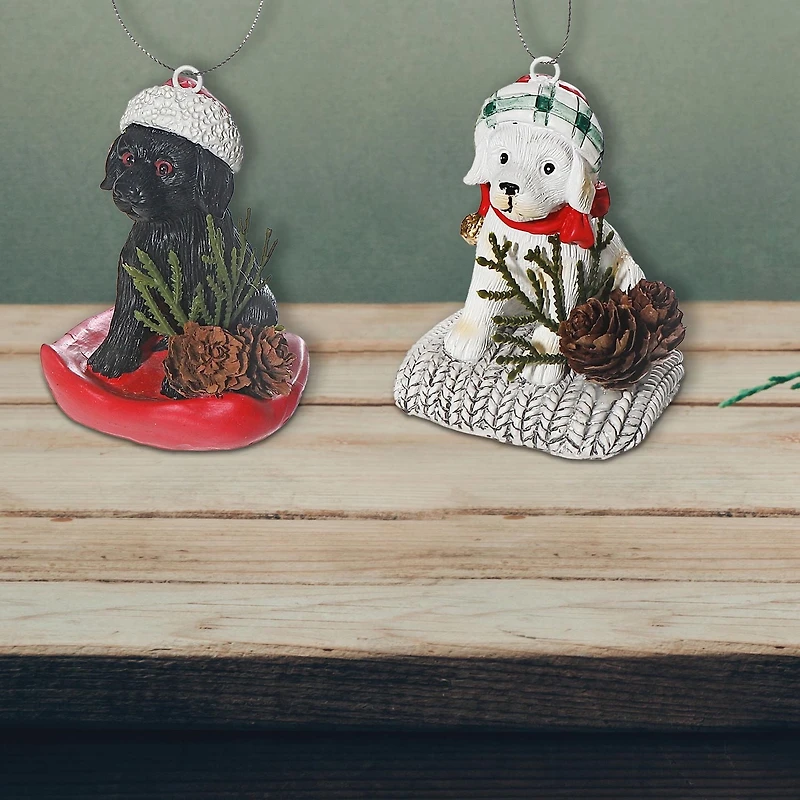 Décoration De Chien En Résine Christman - Lot De 2