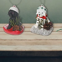 Décoration De Chien En Résine Christman - Lot De 2