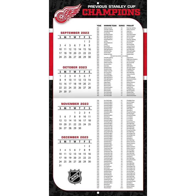Turner Licensing Detroit Red Wings 2024 12x24 Inch Square Wall Calendar, 9798350601459