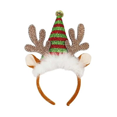 Bandeau de chapeau de renne à rayures de vacances,hauteur de 10 pouces,multi couleur