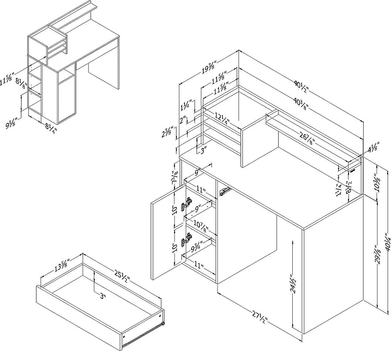 South Shore Crea Table de bricolage avec huche-Blanc solide