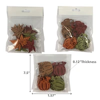 Découpes En Bois (Feuille DÉrable/Citrouille/Hibou) (18 Pièces) (Assortiment)
