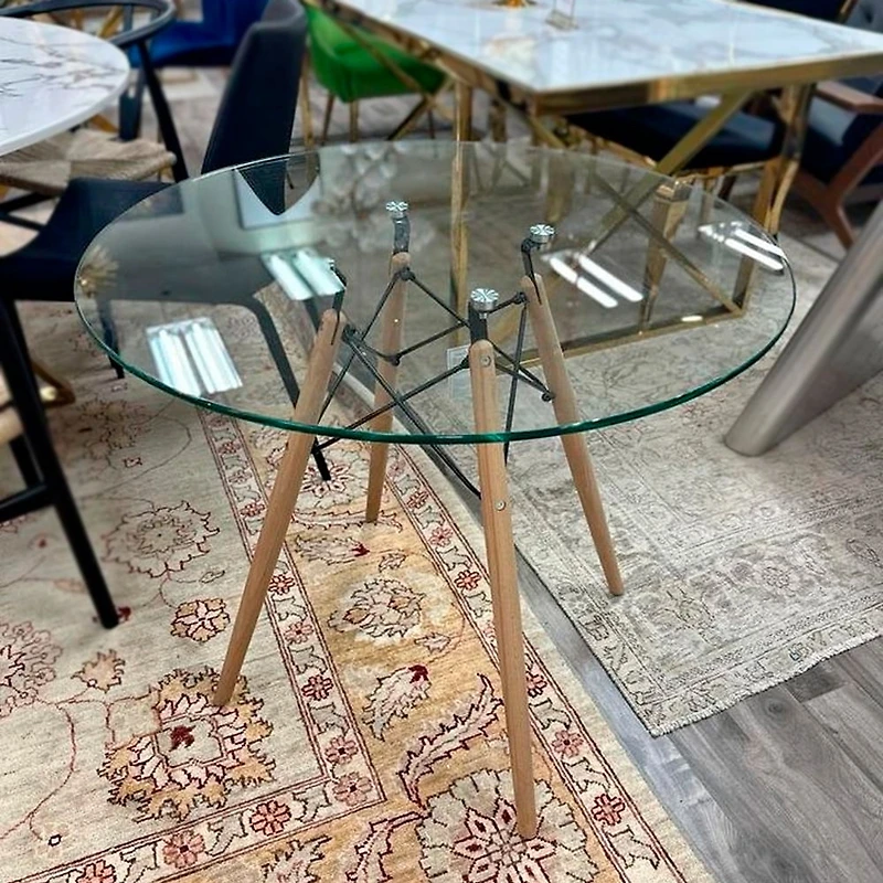 Heavenly Collection | Eiffel Glass Dining Table 32” Diameter for Dining Rooms or Outside Spaces