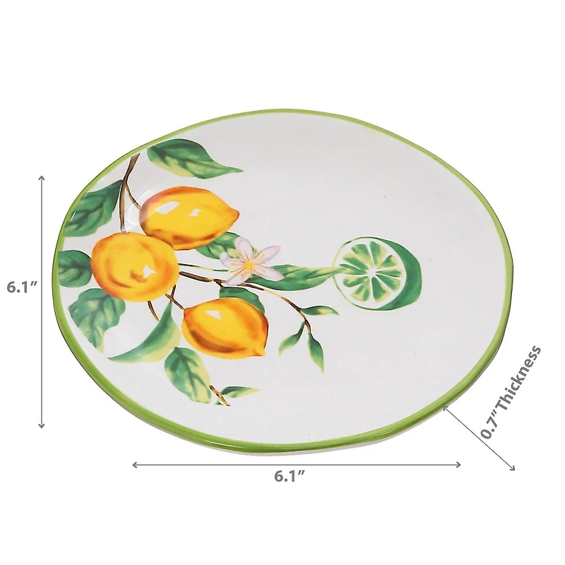 IH Casa Decor Ceramic Lemon Round Plate 6.10" - Ensemble De 2
