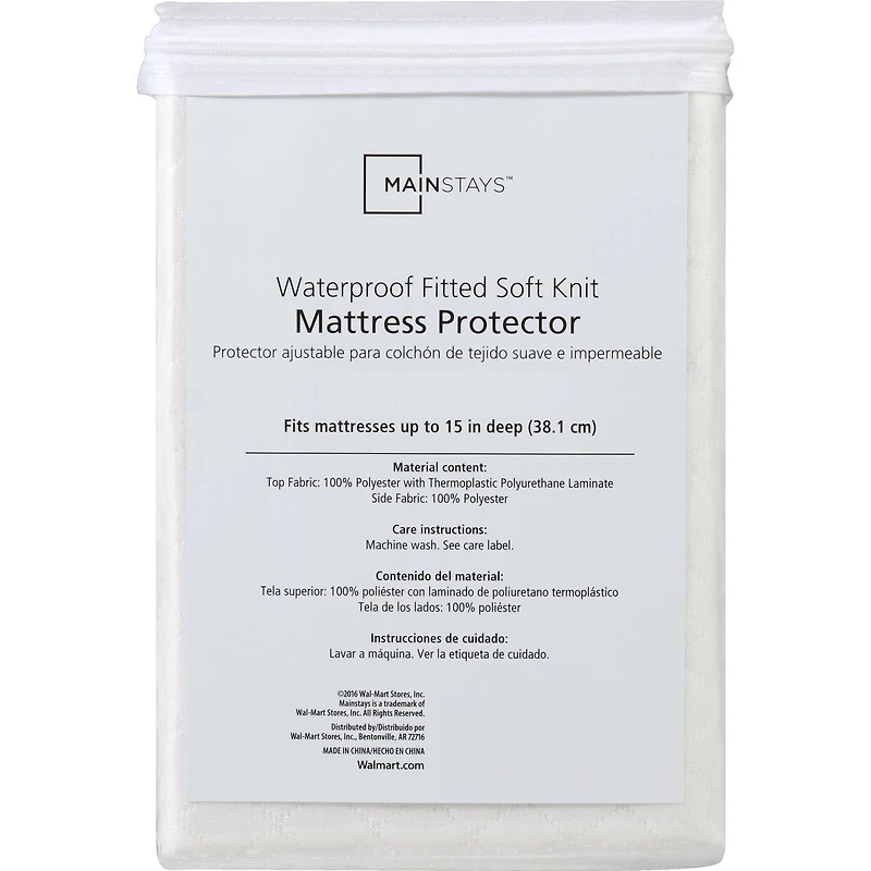 Mainstays Protège-matelas imperméable en tricot doux, King – Ajusté