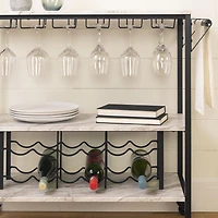 South Shore Maliza Chariot bar avec rangement à bouteilles et verres à vin