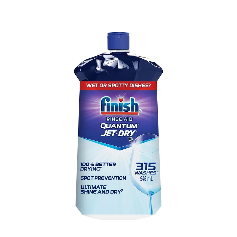 Finish Jet-Dry, Produit de rinçage pour lave-vaisselle, Quantum, 946 ml, Agent de rinçage pour lave-vaisselle et agent de séchage 946 ml