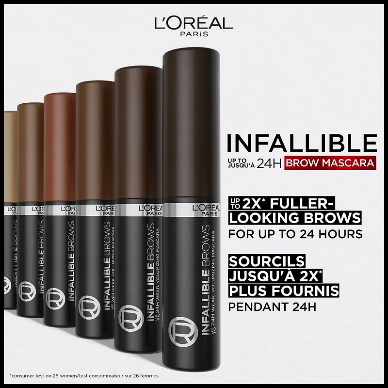 L'Oréal Paris Infallible 24H Mascara Volumisant pour Sourcils, 4 mL Mascara pour Sourcils Longue Tenue