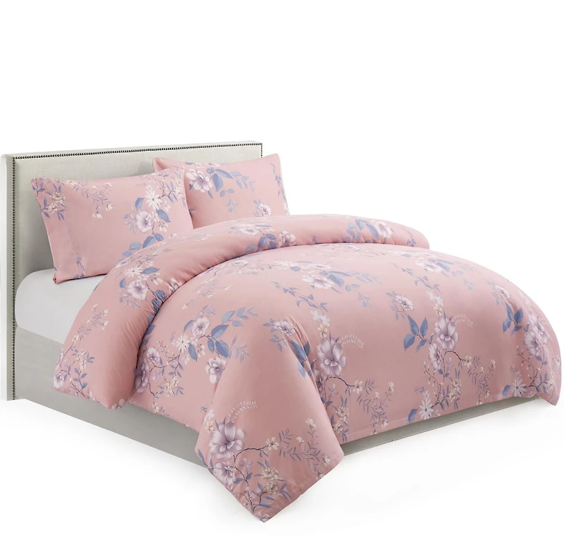 Marina Decoration Ultra Soft Silky Rich Printed Rayon from Bamboo All Season Duvet Cover Fitted Sheet Ensemble Bedding Set with Zipper and Corner Tie