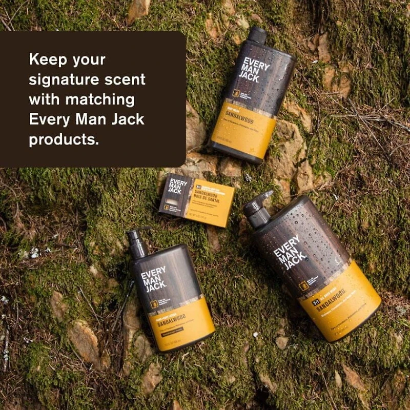Every Man Jack Mens Body Wash - Sandalwood 500ML | Hydrating for Sensitive Skin, Naturally Derived, Cruelty-Free Shower Gel for Men, Every Man Jack Body Wash