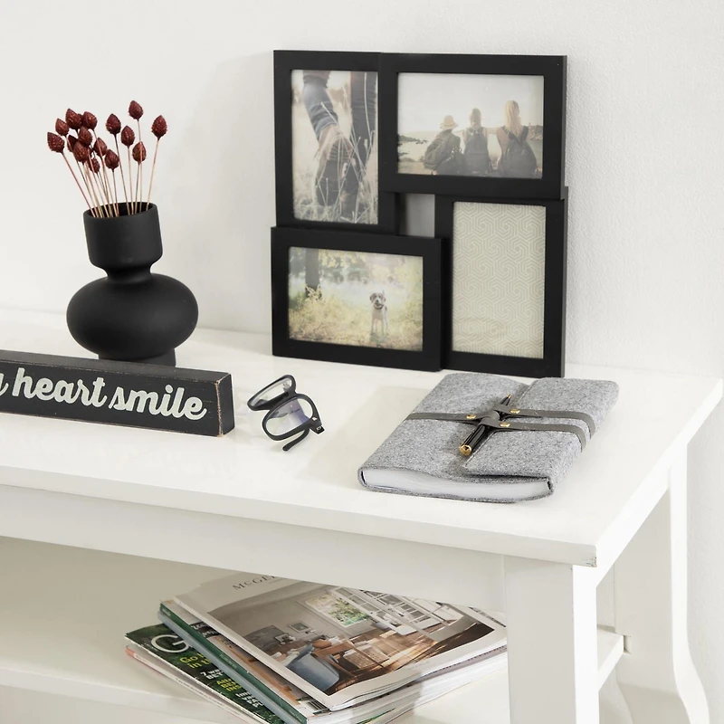 hometrends Parker Black Collage Picture Frame, Holds 4-4x6 photos