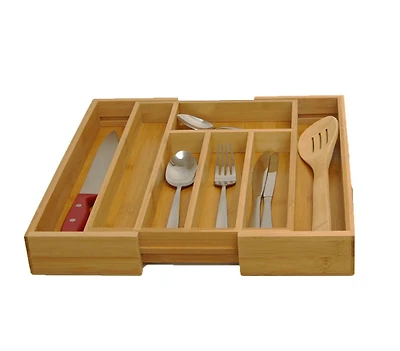 MAINSTAYS Expandable Bamboo Cutlery Tray, Expandable Bamboo Cutlery Tray